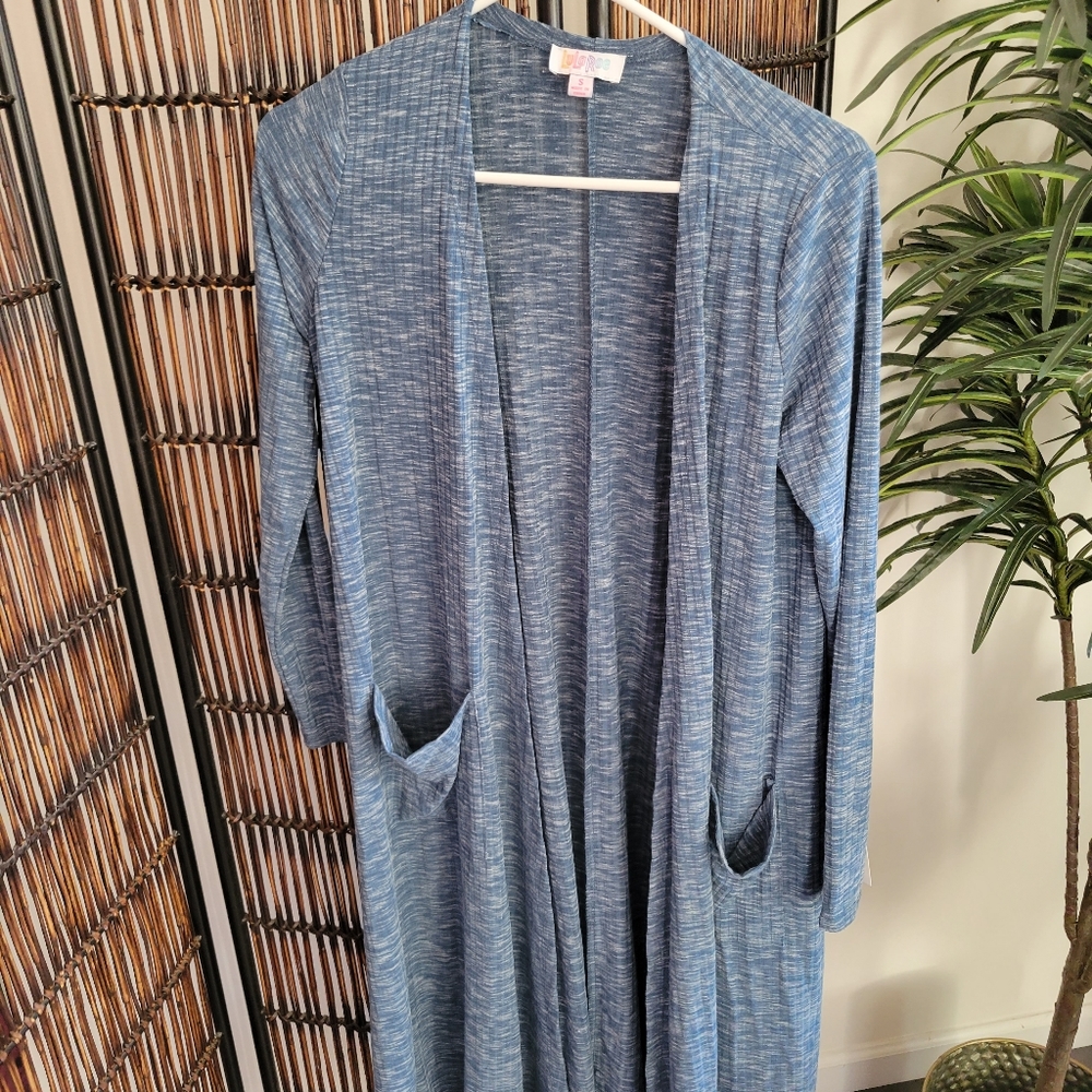 LuLaRoe Long blue sweater cardigan sz s